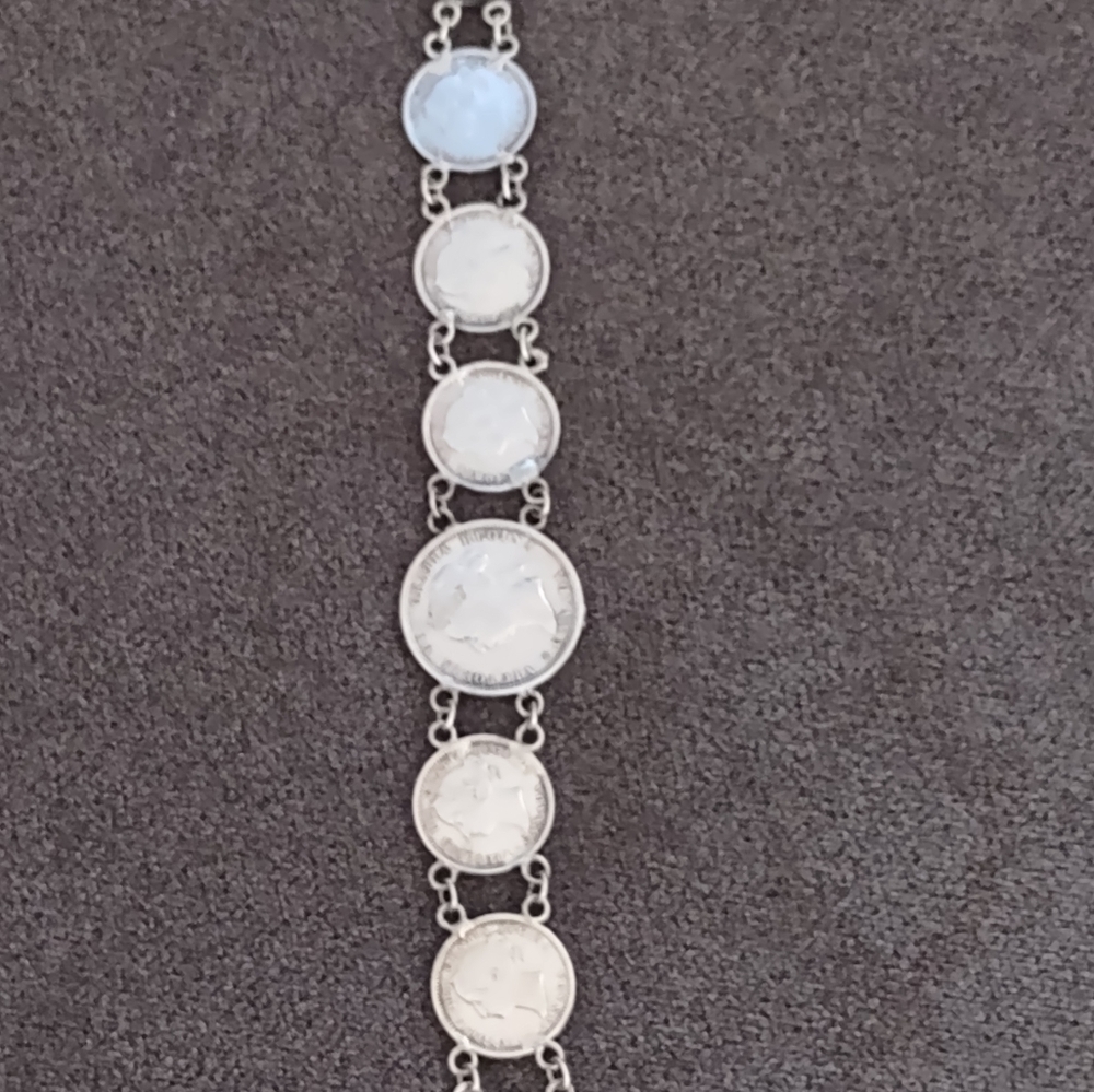 VINTAGE silver coin bracelet - Picture 3 of 11